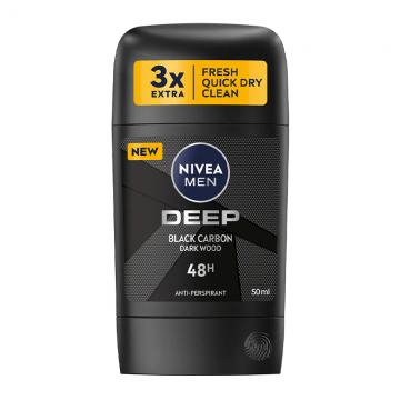 Nivea Men Deep Black Carbon Dark Wood 48H Antiperspirant Stick 50ml | apothecary.rs