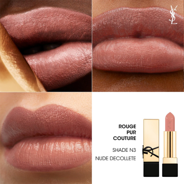 YSL Yves Saint Laurent Rouge Pur Couture Satin (N3 Nude Decollete - Peachy Nude) 3.8g | apothecary.rs