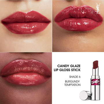 YSL Yves Saint Laurent Candy Glaze (N°6 Burgundy Temptation) Lip Gloss Stick 3.2g | apothecary.rs