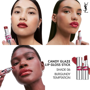 YSL Yves Saint Laurent Candy Glaze (N°6 Burgundy Temptation) Lip Gloss Stick 3.2g | apothecary.rs