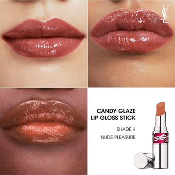 YSL Yves Saint Laurent Candy Glaze (N°4 Nude Pleasure) Lip Gloss Stick 3.2g