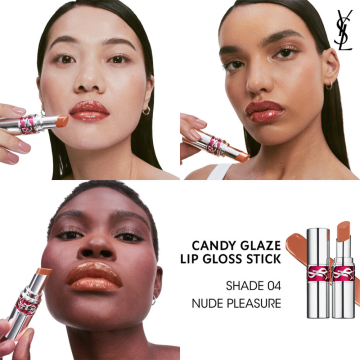 YSL Yves Saint Laurent Candy Glaze (N°4 Nude Pleasure) Lip Gloss Stick 3.2g